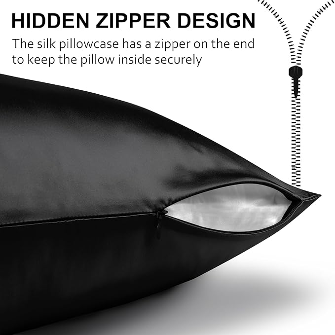 Ravmix Silk Pillow Cases with Zipper, 21momme Mulberry Silk Pillowcase - Image 6