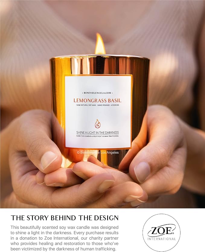 Benevolence LA Lemongrass & Basil Wood Wick Candles | Soy Christmas Scented - Image 6