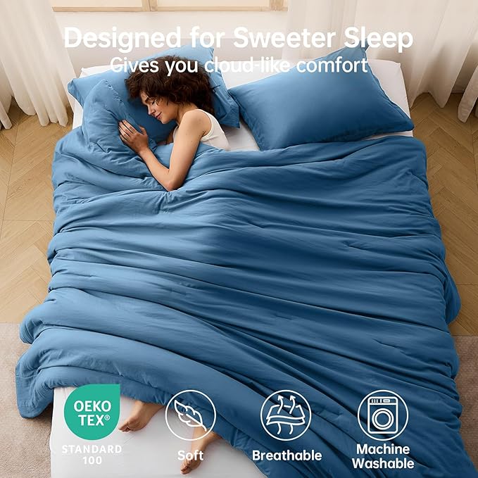 MUXHOMO King Size Comforter Set, All Season Ultra Soft Down Alternative Bedding - Image 2