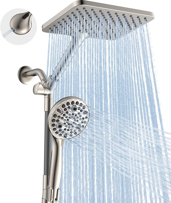 Dual Handheld Shower Head Combo, 2-in-1 Rain Shower Heads System Wide Rainfall by MakeFit