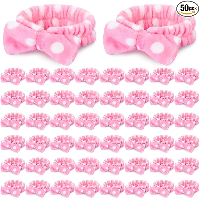 50 Pcs Pink Spa Headband Bulk Spa Sleepover Party Supplies by Wavyknot