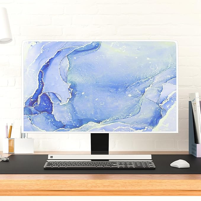 Baocicco Modern Violet Marble Waterproof Computer Monitor Dust Cover Anti-Static Dustproof Protective Cover for LCD/LED/HD 22, 23, 24, 25 Inch Decorative Monitor Accessories Covers for Computer Screen
