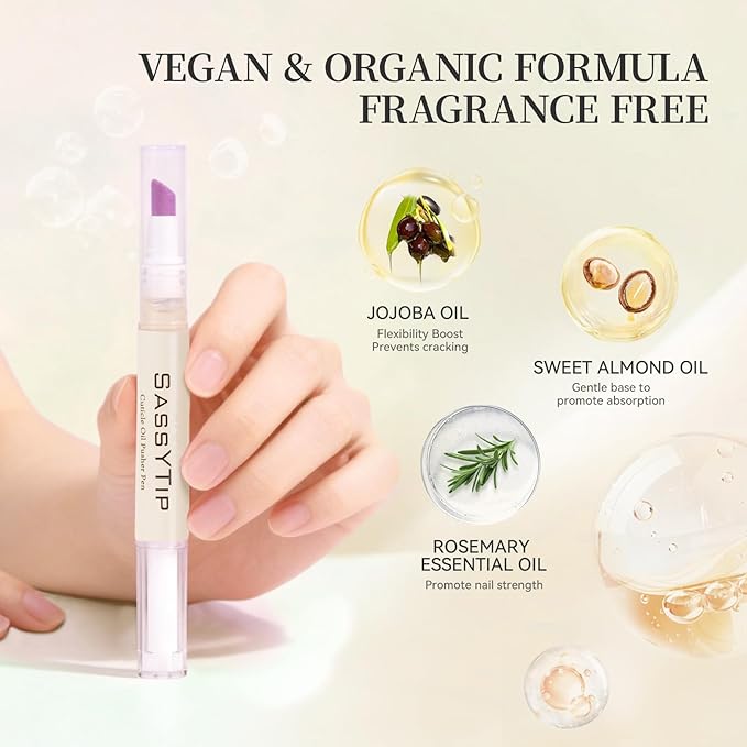 Ceramic Cuticle Pusher & Oil Pen, 2ml Rose/Lavender/Fragrance Free Scented Nail - Image 2