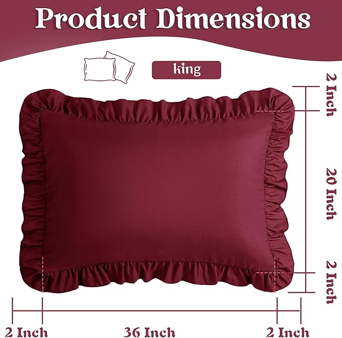 KKJIAF Ruffle Pillow Cases King Size Set of 2, Ruffled Pillow Covers - Image 3