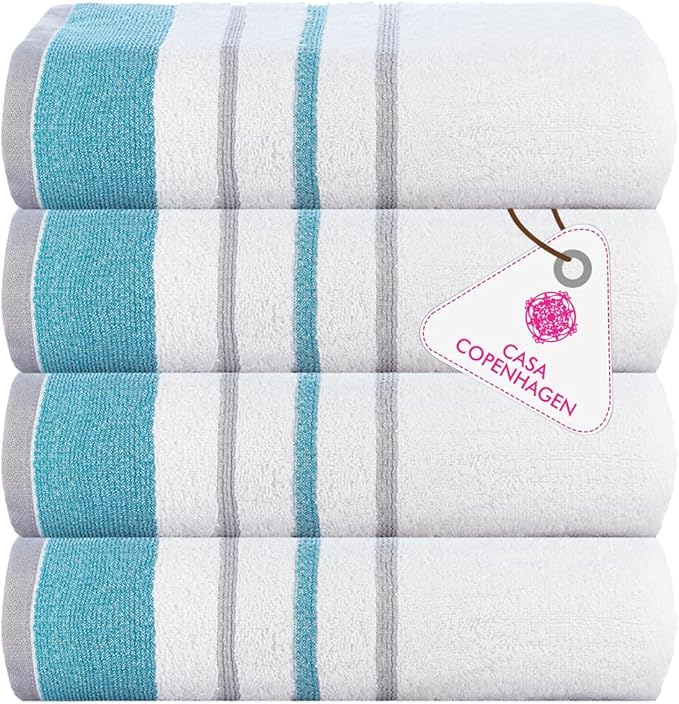 CASA COPENHAGEN White Bay 4Pcs 100% Egyptian Cotton Designer Hand Towels Gift by CASACOPENHAGEN