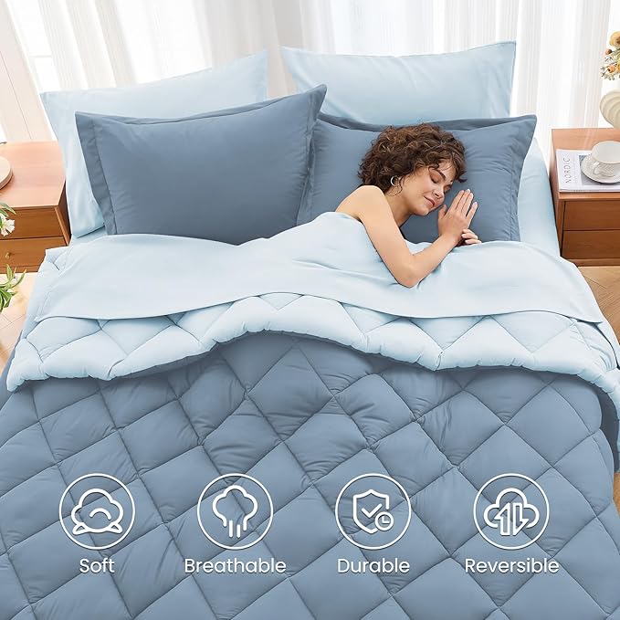 MUXHOMO 5 Pieces Twin Comforter Set, Reversible Bed in a Bag Twin Size - Image 6