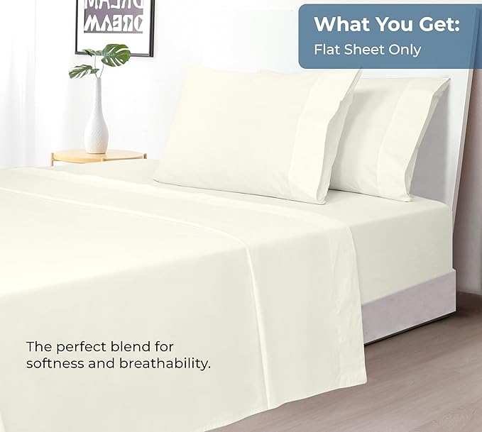 Royale Linens 100% Organic Cotton Queen Flat Sheet Only - Image 5