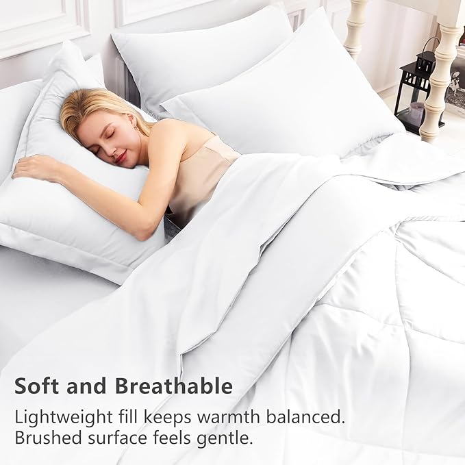 CozyLux King Size Comforter Set White - Image 3