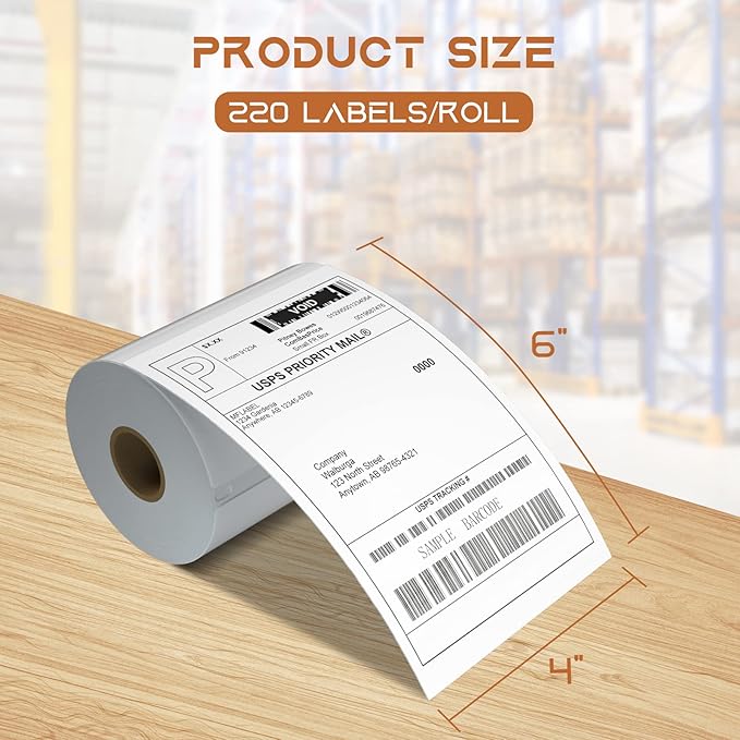 MFLABEL 4x6 Direct Thermal Shipping Labels - 12 Rolls, 220 Labels/Roll, Perforated Postage Paper with Alignment Hole, Compatible with 4XL LabelWriter 1744907 & 1755120, Rollo for USPS, UPS