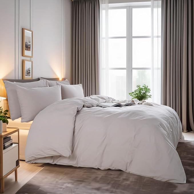 NEXHOME PRO Duvet Cover Queen Size, 100% Washed Cotton Orgnic Linen Like - Image 2