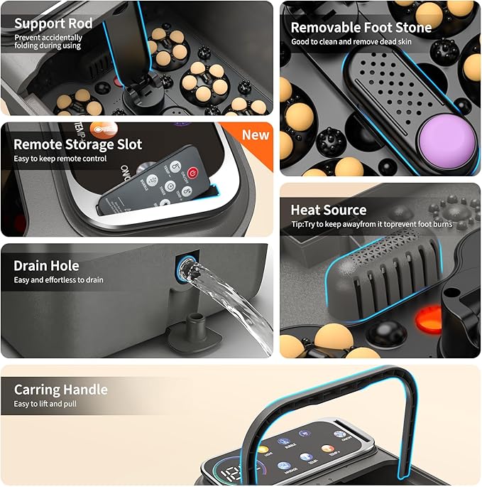 Collapsible Foot Spa Bath with Heat and Massage, Motorized Shiatsu Foot - Image 7