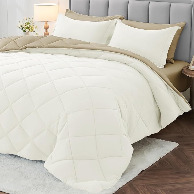 MUXHOMO 7 Pieces Full Comforter Set, Reversible Bed in a Bag Full Size by MUXHOMO