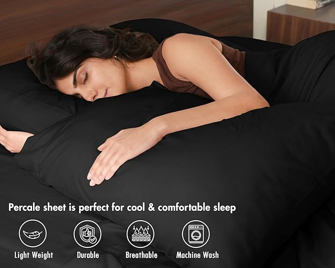 RUVANTI 100% Cotton Sheets – Split King Size Percale Bedding, Cooling & - Image 3
