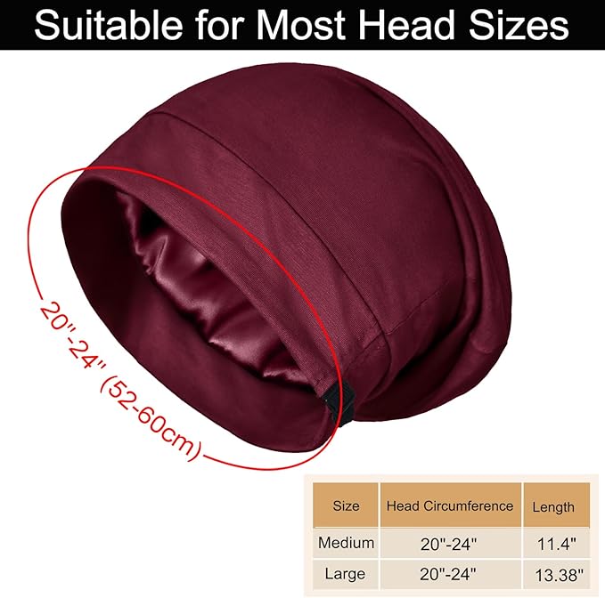 Satin Bonnet for Sleeping Night Cap, Adjustable Satin Lined Silk Bonnets Sleep - Image 6