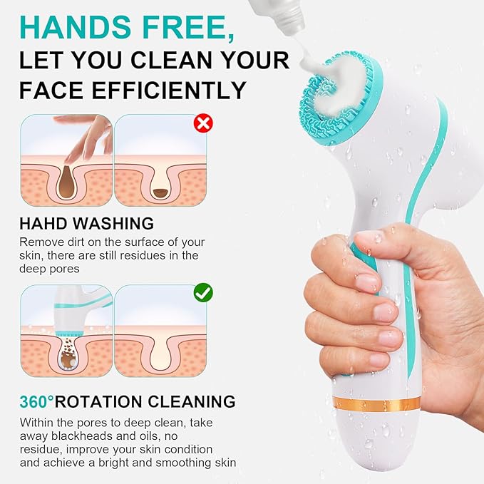 Facial Cleansing Brush, 3 in 1 Electric Face Scrubber - Image 7
