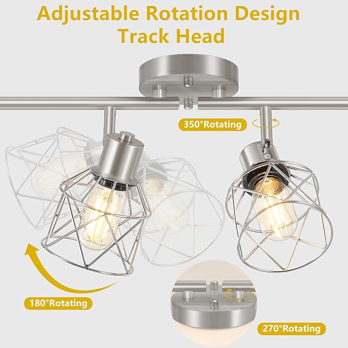 Baocuz 4-Light Kitchen Lighting Fixtures, Adjustable Multi-Directional Brushed - Image 3