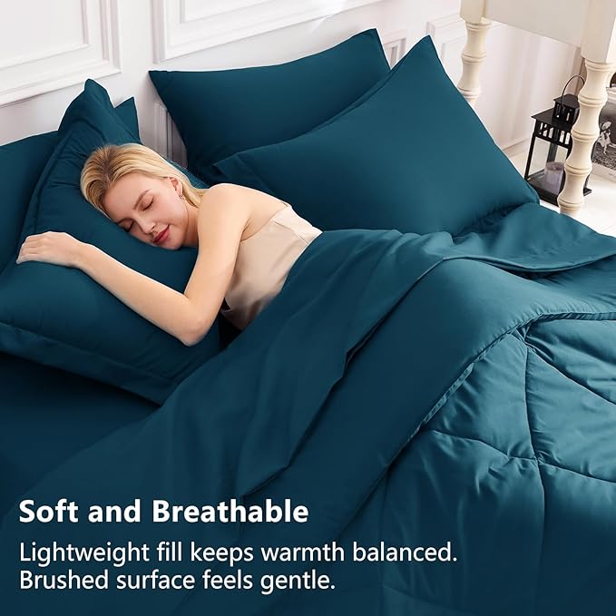 CozyLux King Size Comforter Set Lyons Blue - Image 3