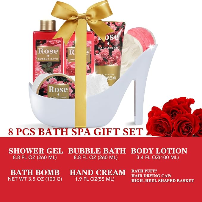 Spa Luxetique Gifts for Women High Heel Gift Set for Women 8pcs Bath Sets - Image 3