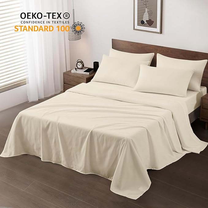 Maple&Stone Queen Flat Sheet 6 Pack, Premium Soft & Breathable, Brushed - Image 2