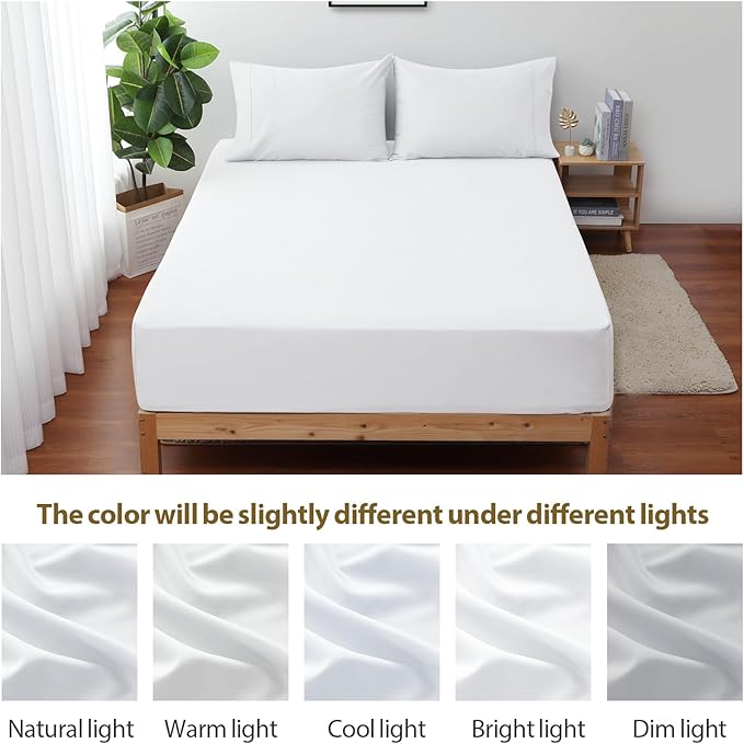 King Size Fitted Sheet Only White, 100% Egyptian Cotton 600 Thread Count - Image 6