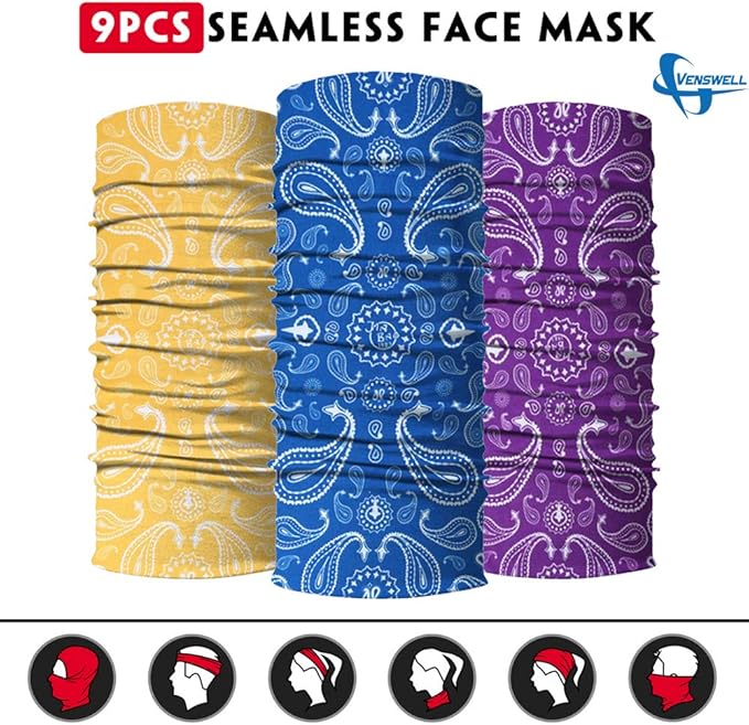 Venswell Neck Gaiter Face Mask Men Women, Seamless Bandana Rave Face Cover - Image 4
