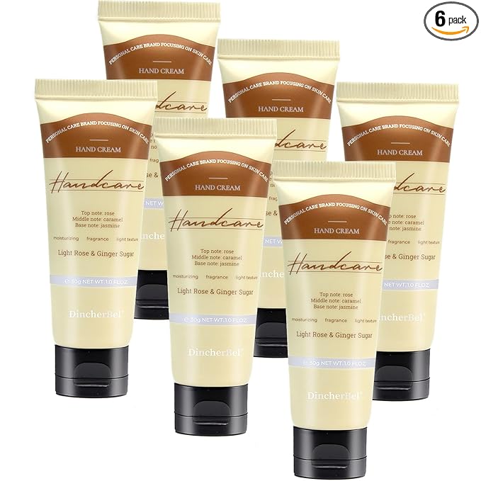 DincherBel 6 Pack Travel Size Hand Cream Set - 1 oz Moisturizing Lotion by DincherBel