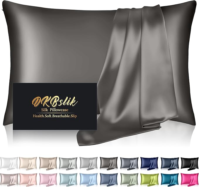 Silk Pillowcase for Hair and Skin, Mulberry Silk Pillow Cases King Size by HOME