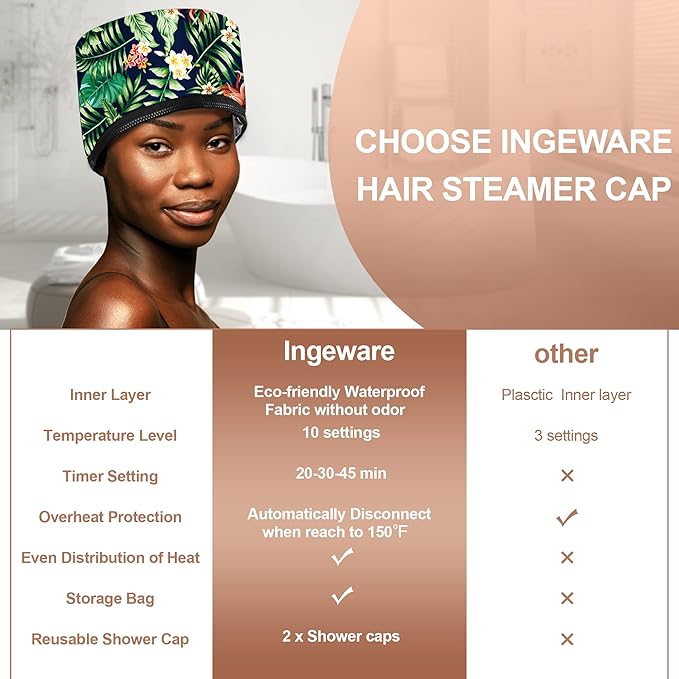 Heat Cap for Deep Conditioning, Ingeware Thermal Cap for Hair Steamer Cap for - Image 6