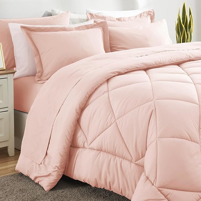 CozyLux King Size Comforter Set Blush Pink - Image 4