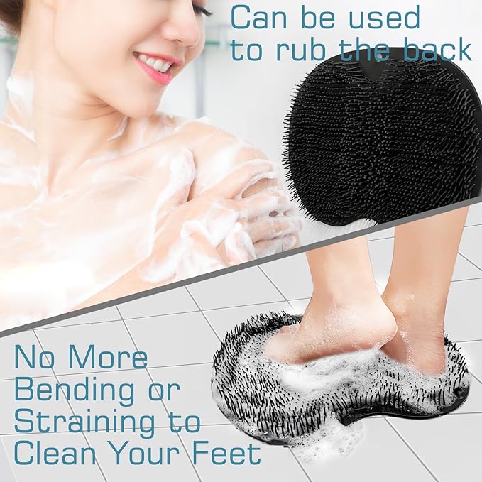 Shower Foot Scrubber Mat Back Washer Back Exfoliating Bath Wash Pad Wall - Image 3