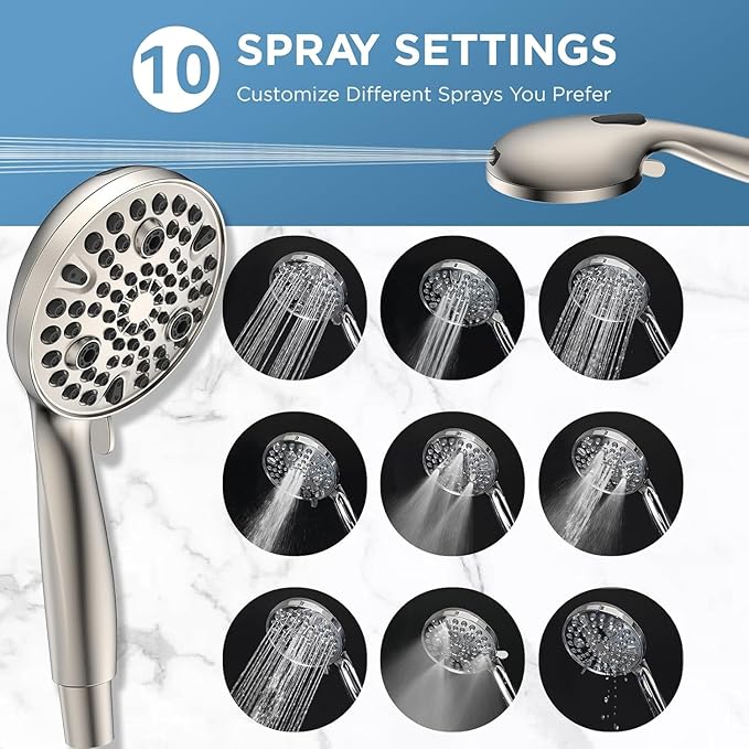 Dual Handheld Shower Head Combo, 2-in-1 Rain Shower Heads System Wide Rainfall - Image 7