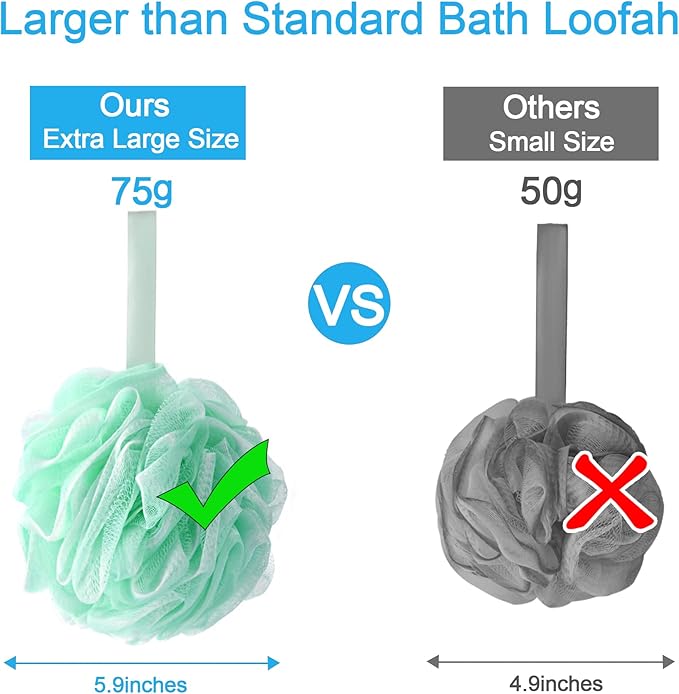 AmazerBath Loofah Sponge 75g/Piece, Exfoliating Bath Sponge Body Scrubber - Image 6