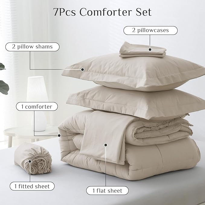 JOLLYVOGUE King Comforter Set, Ultra-Soft Bed in a Bag King Size 7 Pieces - Image 5