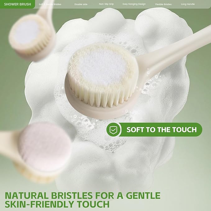 Back Scrubber for Shower with Long Handle, Dual-Sided Bath Brush with Soft - Image 4