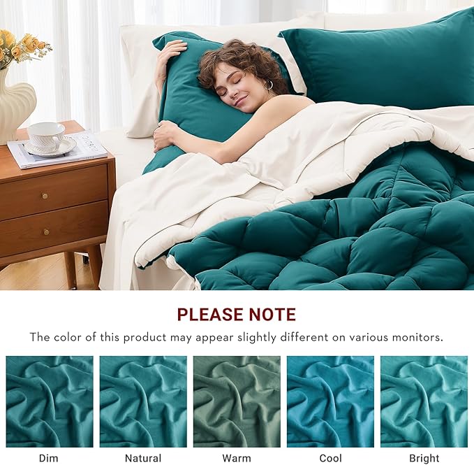 MUXHOMO 7 Pieces California King Comforter Set, Reversible Bed in a Bag Cal - Image 4