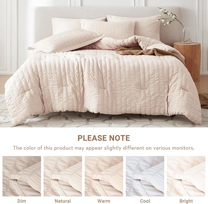 MUXHOMO 7 Pieces Full Comforter Set, Seersucker Bed in a Bag Full Size - Image 5