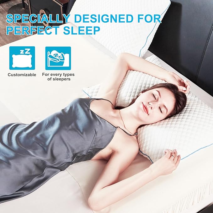 VVZ Cooling Bed Pillows Standard Size Set of 2, Shredded Memory Foam Pillows - Image 8
