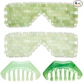 Hercicy 4 Pcs Jade Eye Mask and Hair Comb Set Green Jade Stone Eye Mask White by Hercicy