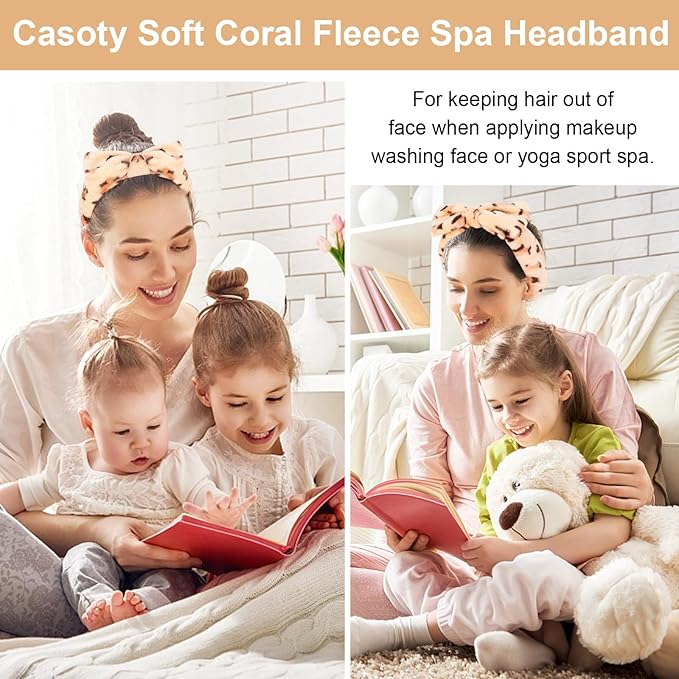 Casoty Leopard Print Spa Skincare Headband Head Bands or Washing Face Cute Face - Image 6