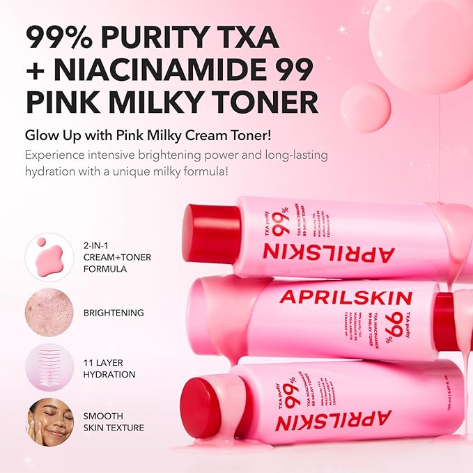 APRILSKIN TXA+Niacinamide 99 Pink Milky Toner | 99% High-Purity TXA 3%+ - Image 2