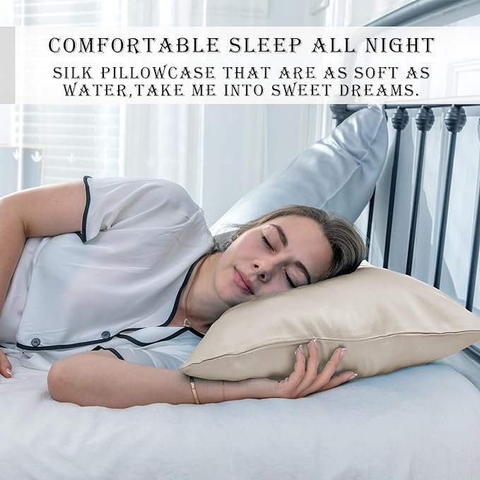 Silk Pillow Cases 2 Pack, Soft Breathable and Sliky Standard Size Pillow Cases - Image 6