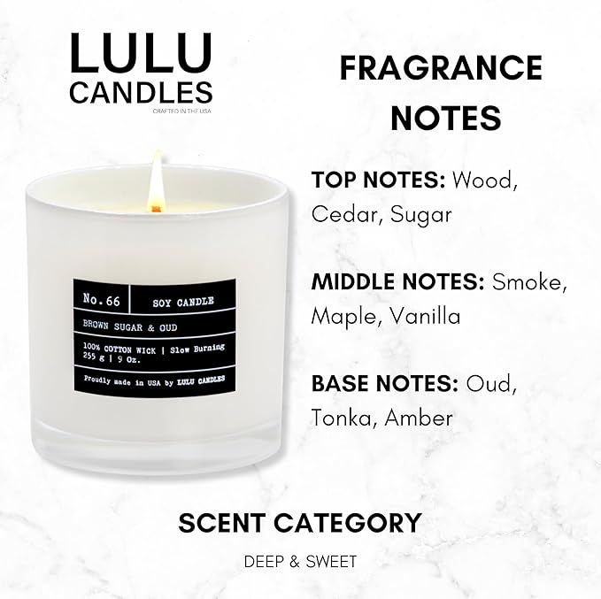 Lulu Candles | Brown Sugar & Oud | Luxury Scented Soy Jar Candle | Hand Poured - Image 2