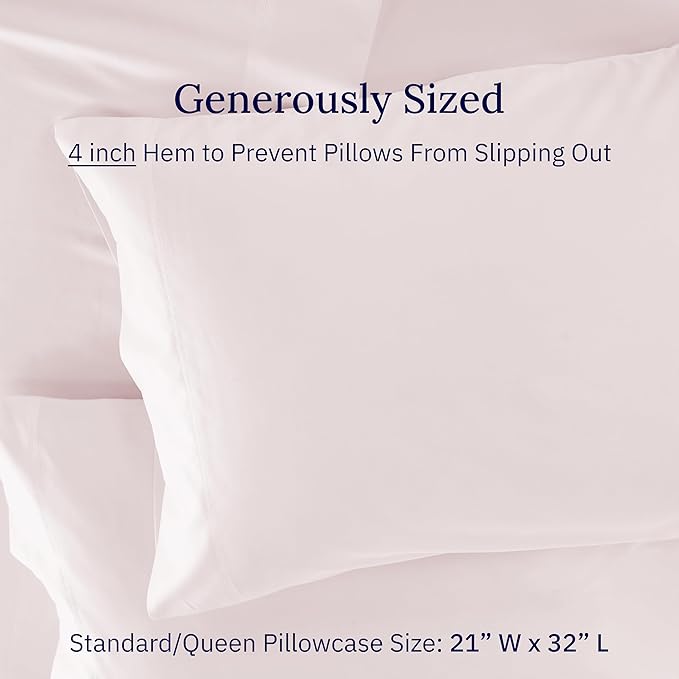 Luxuriously Soft Premium 600 Thread Count, 100% Cotton Set of 2 Cases, Crisp - Image 5