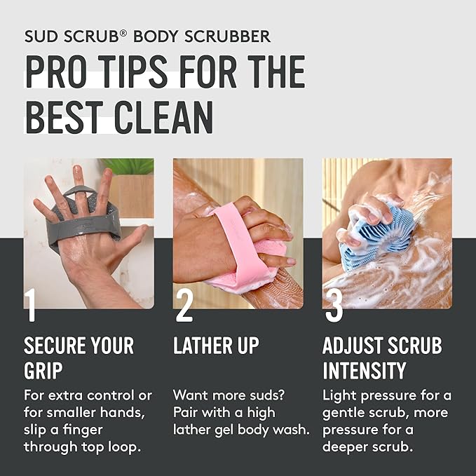 Sud Scrub® Antimicrobial Silicone Body Scrubber, Exfoliating Body Brush - Image 7