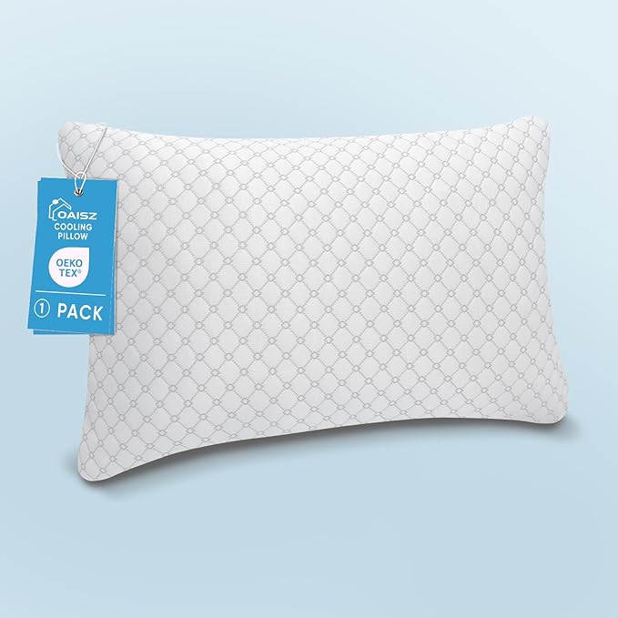 OAISZ Shredded Memory Foam Pillow, King Size Cooling Adjustable Firm Bed Pillow by OAISZ