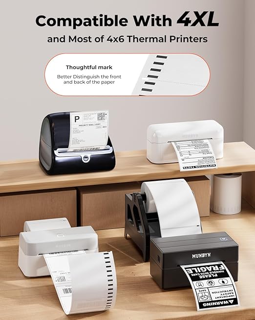 MUNBYN 4"x6" Direct Thermal Printer Label, Shipping Labels Compatible with Rollo, Jadens, Nelko, DYMO 4XL 1744907,1755120, 220 Sheets/Roll