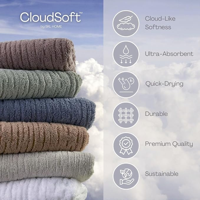 SKL Home CloudSoft Cotton Luxury 4 Pc Bath Towel Set - Image 5