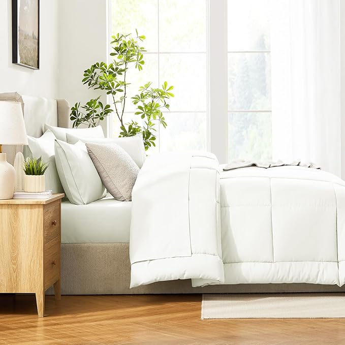 CozyLux Queen Comforter Set Ivory - Image 4