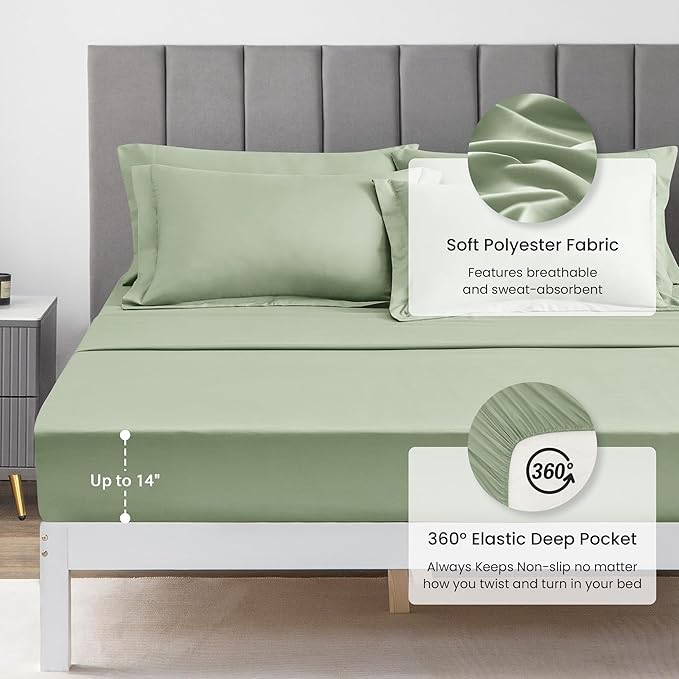 Love's cabin King Size Comforter Set Sage, 7 Pieces King Bed in a Bag, All - Image 4