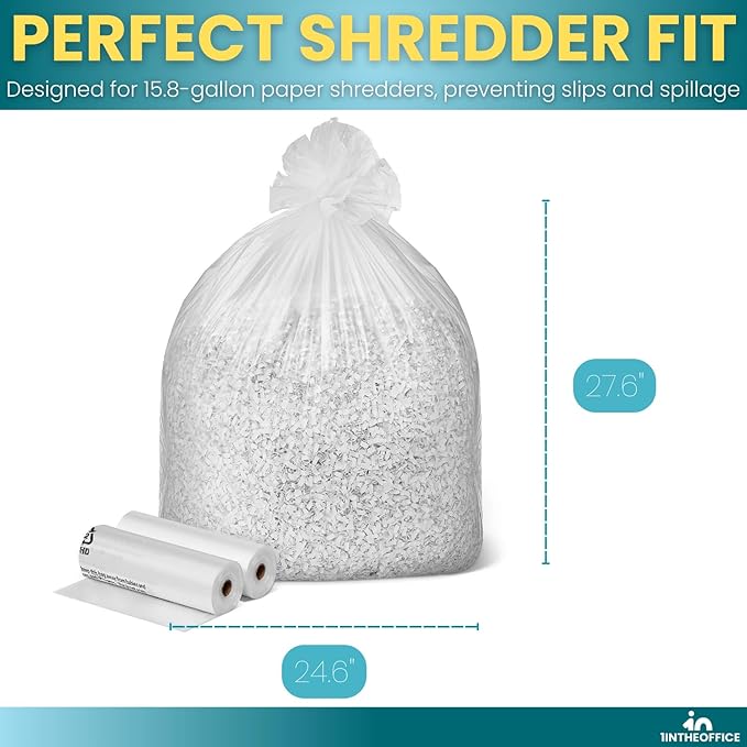 1InTheOffice Shredder Bags 15.8 Gallon, Paper Shredder Waste bags 15.8 Gal., 50/Box